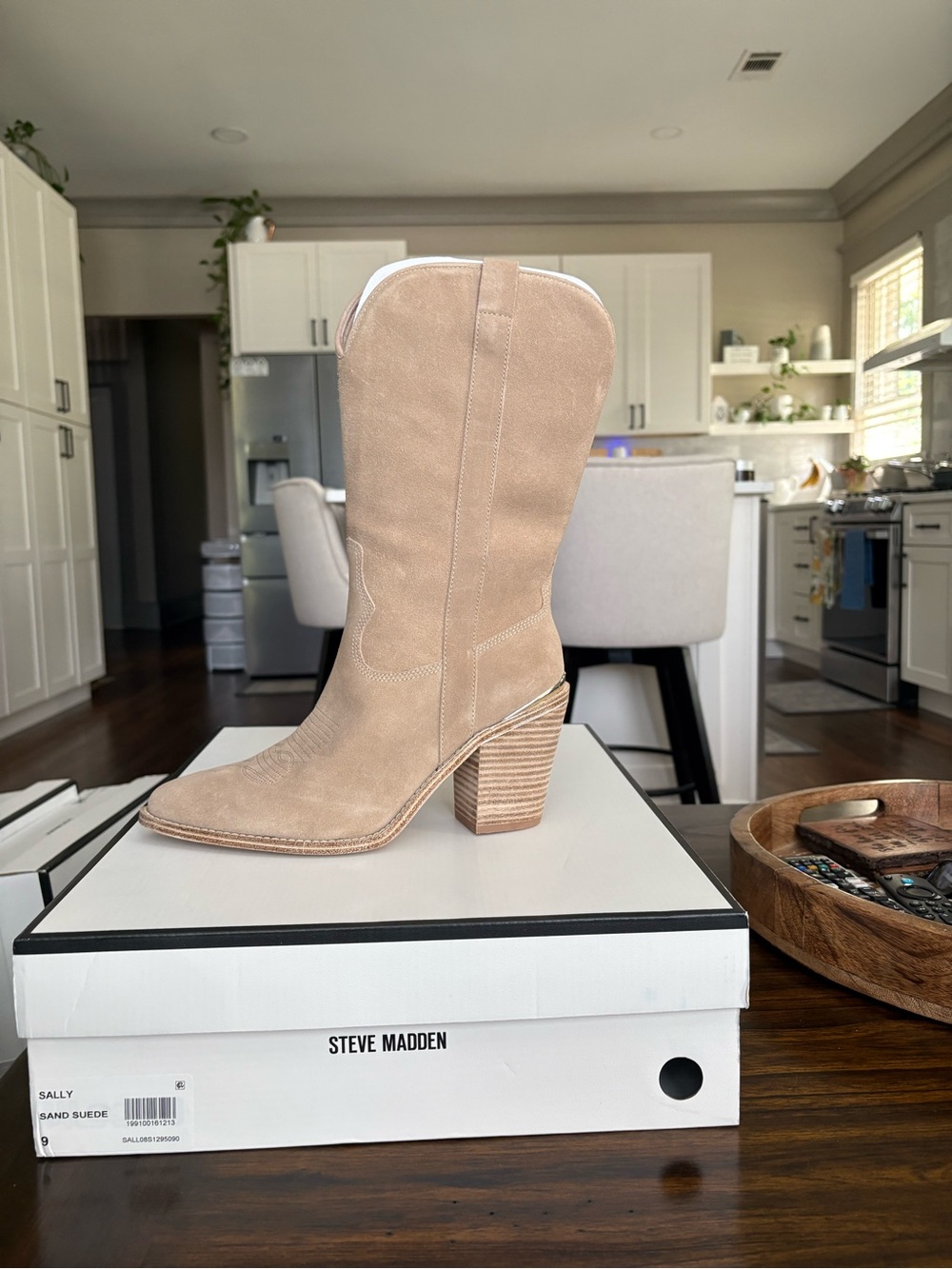 Steve Madden Sally Sand Suede Western Heeled Boot - Picture 4 of 8